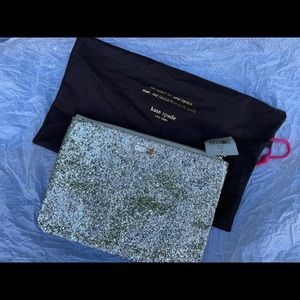 Kate Spade silver sparkle clutch